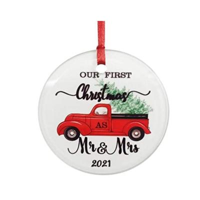 China Sublimation Blank DIY Aluminum Christmas Pendant Print Aluminum Ornament For Christmas Tree for sale