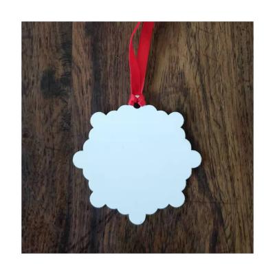 China Hot Sale DIY Printing Sublimation Aluminum White Custom Design Christmas Aluminum Pendant Ornament For Christmas Tree for sale