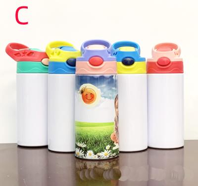 China Viable Custom Logo Sports Water Bottle Big Mouth Sublimation Cup Candy Color Kids Straight Water Bottle for sale