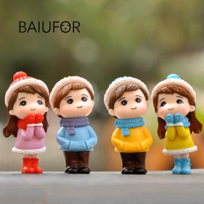 China China Winter Boy Girl Doll Couples Figure Art and Crafts Table Decor Lovers Figurines and Miniatures Valentine's Day Gifts for sale