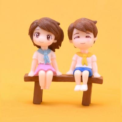 China 3pcs/set China couples lover miniature,girl+boy+stool,mini greenhouse figurines,mini garden figures,micro landscape decoration for sale