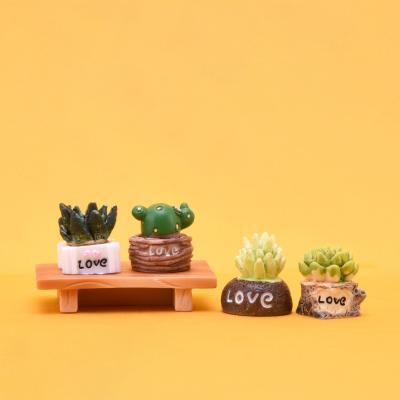 China / 4 Styles Cacti Succulents Flower Miniatures Model Mini Greenhouse Decor Doll House Decor Craft Resin Arificial Plant Bonsai Figure Potted for sale