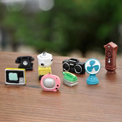 China Mini Toy Diy TV Set Rice Cooker Fan Clock Phone Radio Model Toy Kids Doll House Accessories Mini Retro Appliances Miniature for sale