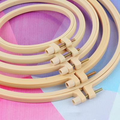 China 20cm Adjustable Beige Plastic Embroidery Hoops Cross Stitch Frame TDE002 for sale