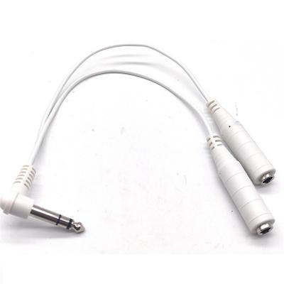 China 6.35mm Medical Male To Dual Female TRS Y Splitter Audio Cable for sale