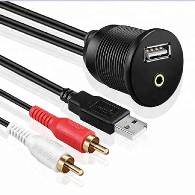 China COMPUTER 3 FT USB 2.0 Male to Female and 2 RCA Male to Automotive AUX Extension Cable. 3.5mm female for sale