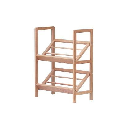 China Sustainable Space Saving Furniture Multi Layer Shoes Magazine Books Storage Shelf Pine Solid Wood Rack for sale