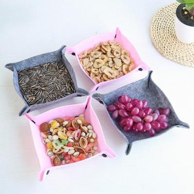 China Traditional DIY Felt Storage Bin For Snacks Fruit Makeup Toys For Kitchen Office Bathroom Felt Storage Basket for sale