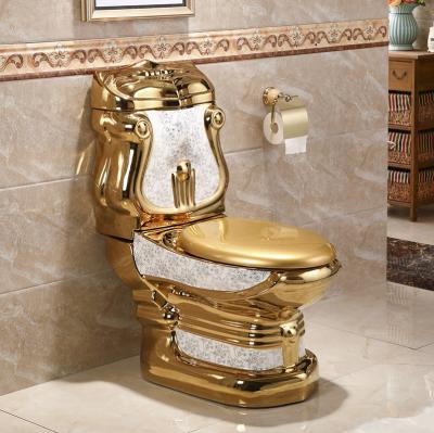 China Double Washdown Modern Gold Flush Luxury Modern Gold Flush Toilet Ceramic Lavatory Water Closet for sale