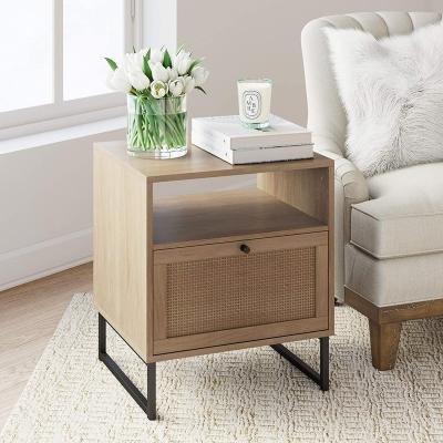 China Nordic Style Nordic Style Side End Table Wood Finish and Matte Accents with Storage for Living Room or Nightstand for Bedroom for sale