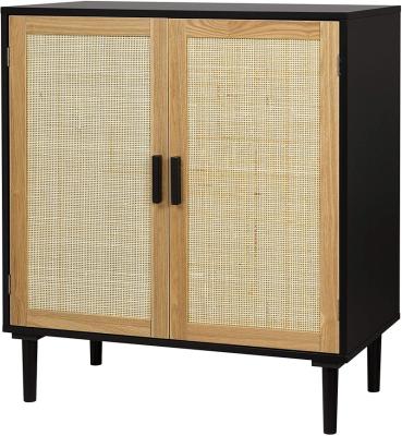 China Simple Buffet Sideboard Cabinet Kitchen Storage Cabinet With Doors Rattan Decorated Buffet Bar For Bar Dining Room Table for sale