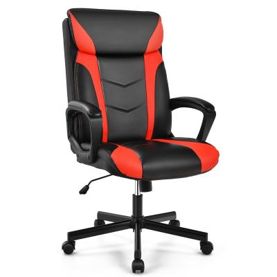 China Red Swivel Adjustable Modern Popular Gaming Chair Office Computer Chair Fashion PU Leather Armrest W/Padded (Height) for sale