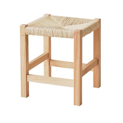 China Household Chair Small Low Bench Garden Stool Modern Rattan Stool Shoe Stool Coffee Table Solid Wood Square Children Stool Household Chair for sale