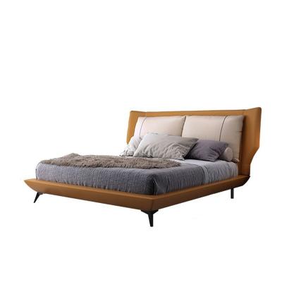 China Modern Luxury Nordic Atmosphere Master Bedroom Double Bed Simple Soft Edge Leather Bed Marriage Bed Solid Wood Net Red for sale