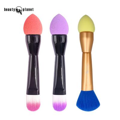 China Face BEAUTY PLANET Customized Logo Advanced Face Both Powder Foundation and Blast Application Double Ended Makeup Two Head Brush for sale