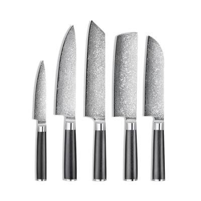 China Japan/Euroupe/US Damascus Stainless Steel Kitchen Chef Knife Sets Japanese 5pcs Santoku Knife Set For Meat And Vegetables for sale