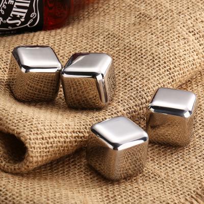 China 4/6/8 PCS Sustainable Stainless Steel Ice Cube Reusable Bar Ice Cube Granule 304 Stones Wine Bar Supplies Wine Tool for sale