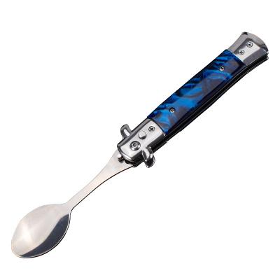 China Protable Camping Stainless Steel Takebleware Outdoor Portable Cutlery Set Folding Spoon And Fork To Increase Picnic Survival Travel for sale