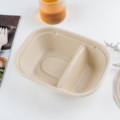 China New Sugar Cane Bagasse Biodegradable Microwavable Disposable Food Box Rectangular Supermarket Fruit Container for sale