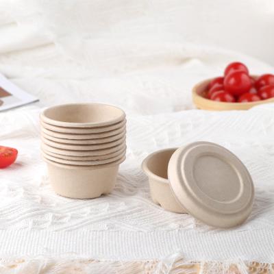 China Microwavable Disposable Restaurant Sauce Bagasse Takeaway Packaging Sugarcane Cups Dipping Cup Sauce Cup With Lid for sale