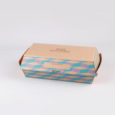 China Recyclable Custom Printed Hamburger Packing Box Food Container Deli Kraft Paper Box for sale