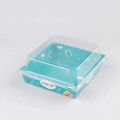 China Recyclable Fast Food Take Away Paper Box Sandwiches Clear Rectangle Cake Box for sale