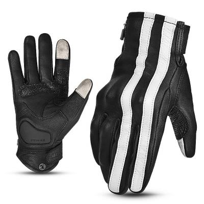 China Comfortable Anti Slip Gloves Limited Time Offer Motorcycle Gloves Summer Breathable Touch Screen Full Finger Retro Motorcycle Leather Gloves for sale