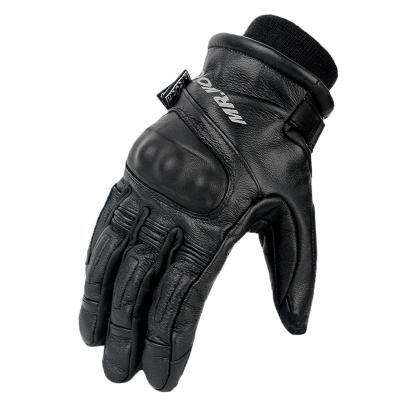 China Comfortable Anti Slip Gloves High Quality Motorcycle Gloves Vintage Leather Black Warm Waterproof Wear-resisting Racing Gloves for sale