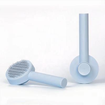 China Sustainable Luxury Pet Needle Comb One Button Self Cleaning Slicker Brush Hair Removal Massage Deshedding Cat Dog Grooming Comb for sale