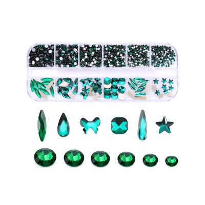 China Nail Art DIY Nail Art DIY New Sale 3D Nail Art Rhinestones Gold Color Fancy Shaped Gun Black Glass Stones 12 Styles For DIY Nails Art Decoration for sale