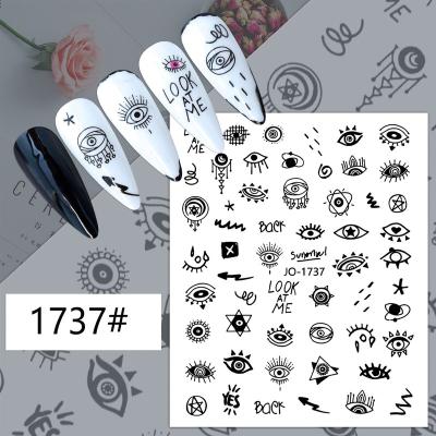 China Stickers On Nails 1pcs Fashion Style Eyes Slider Art 3D Nail Stickers Mixed Color Design Nail Art For 3D DIY Decorations Decal Tips for sale