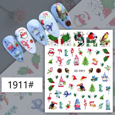 China Stickers on Nail Art Designs 3D Nail Art Designs Sticker Decal Manicures Polish Decoration Winter Cute Holiday Christmas Slider Nails New Year for sale