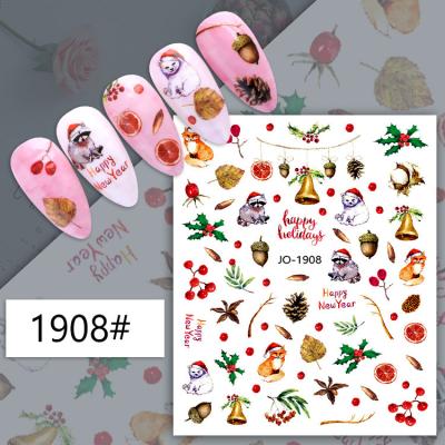 China Stickers on Nails Cute Cartoon Christmas Nail Sticker Winter Penguin Polar Bear Cats Water Nail Decals Snow Bird Sliders Decor for sale