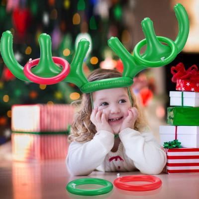 China Christmas Party Amazon Hot Sale 11 Pieces Antler Inflatable Hat Reindeer Game Christmas Ring Toss Christmas Party Gifts for sale