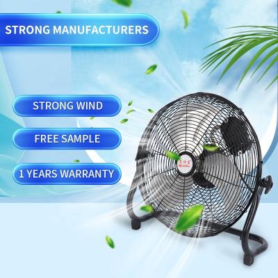 China 14 Inch 220V 75W Industrial Commercial Portable Floor Standing Fan 3 Metal Blades Modern Black Silver Electric Household Outdoor Use for sale