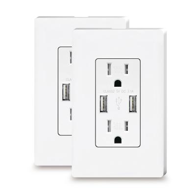 China 3.1A Residential/General Purpose High Speed ​​USB Wall Outlet - Dual Ultra-Fast Charger Electrical Outlets for sale