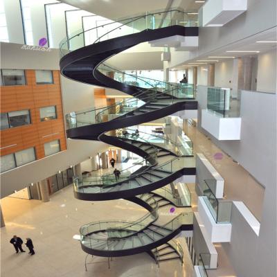 China Indoor Modern House Interior Steel Glass Staircase Design for sale