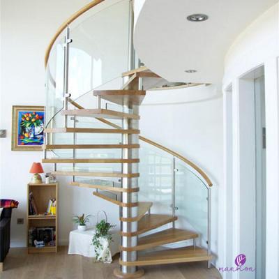 China Modern Artistic Wooden Glass Spiral Staircases Prices for sale