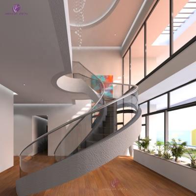 China Free Building Hotel Design Tall Glass Stairs for sale