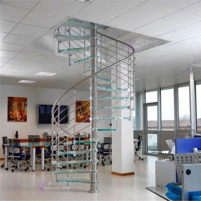 China Contemporary Indoor Used Stainless Steel Glass Spiral Staircase for sale