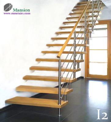 China Inoor Indoor Straight Cantilever Wooden Stairs for sale