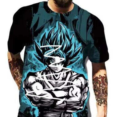 China Anime Goku Sublimation Druck T-Shirts Kurzärme Musterkleidung zu verkaufen