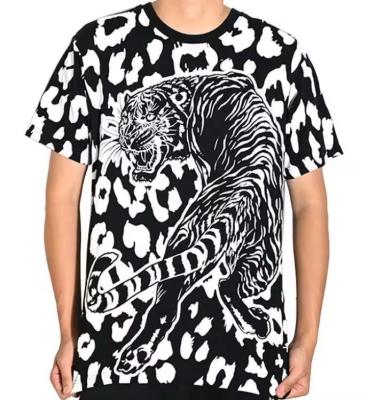 China Nova moda de design Leopard padrão todo sobre sublimação camiseta tripulação pescoço casual à venda