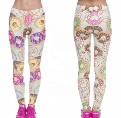 China Sweat Wicking Donut Print Custom Yoga Leggings 92% Polyester 8% Spandex for sale