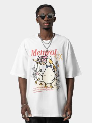 China Moda euramericana Patito Impresión de algodón camiseta de talla grande Manga corta estilo callejero masculino en venta