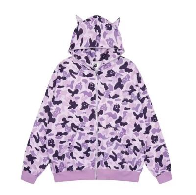 China All Over Printed Oversize Hoodie Cotton Zip Up Sweatshirt Anti Wrinkle for sale