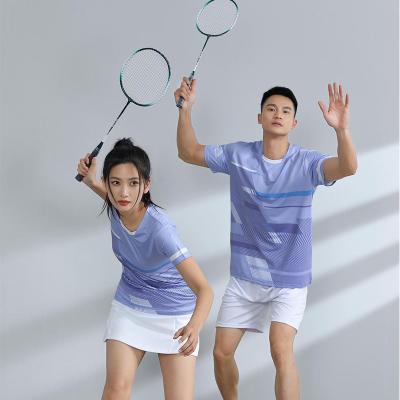 Cina Abiti sportivi abiti da allenamento da badminton da donna e da uomo T-shirt a stampa completa in vendita