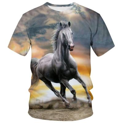 China Männer Frauen Pferd 3D-gedruckte T-Shirts Tiergrafik Casual Crew Hals T-Shirts zu verkaufen