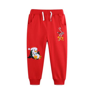 China Girls Pants New Style Christmas Children's Sports Pants Knitted Cotton Embroidery Children's Wear Sweatpants à venda