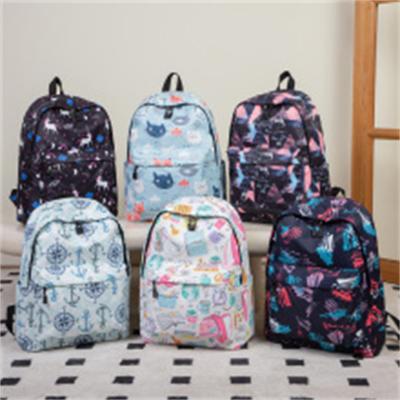 China Wasserdicht Nylon Rucksack Männlicher Klarer Süßer Druck Studenten Schultasche Damen Rucksack Mode Damen Tasche zu verkaufen